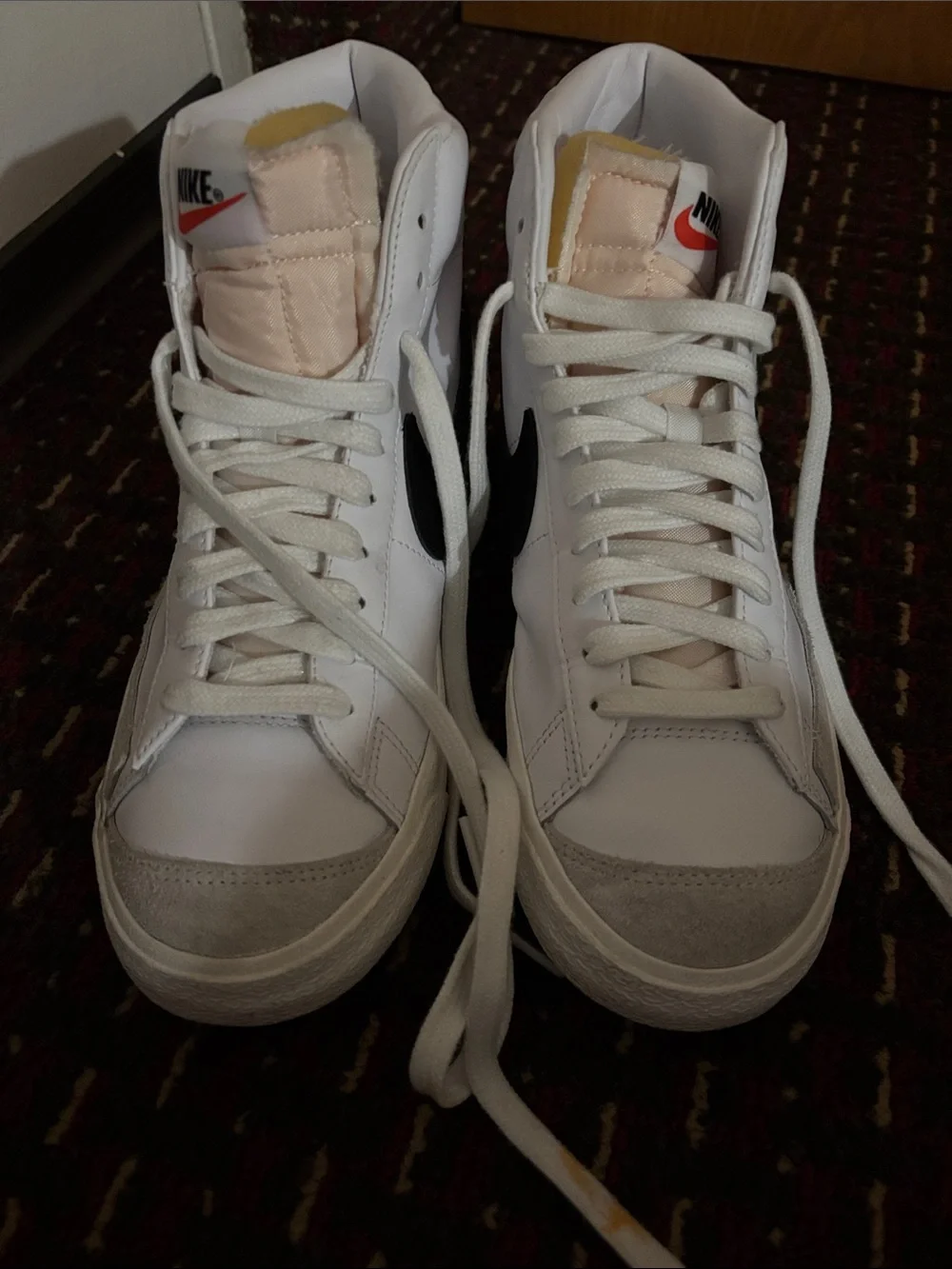 Nike Blazers- Brand new/ White High-Top Sneakers with Black Swoosh